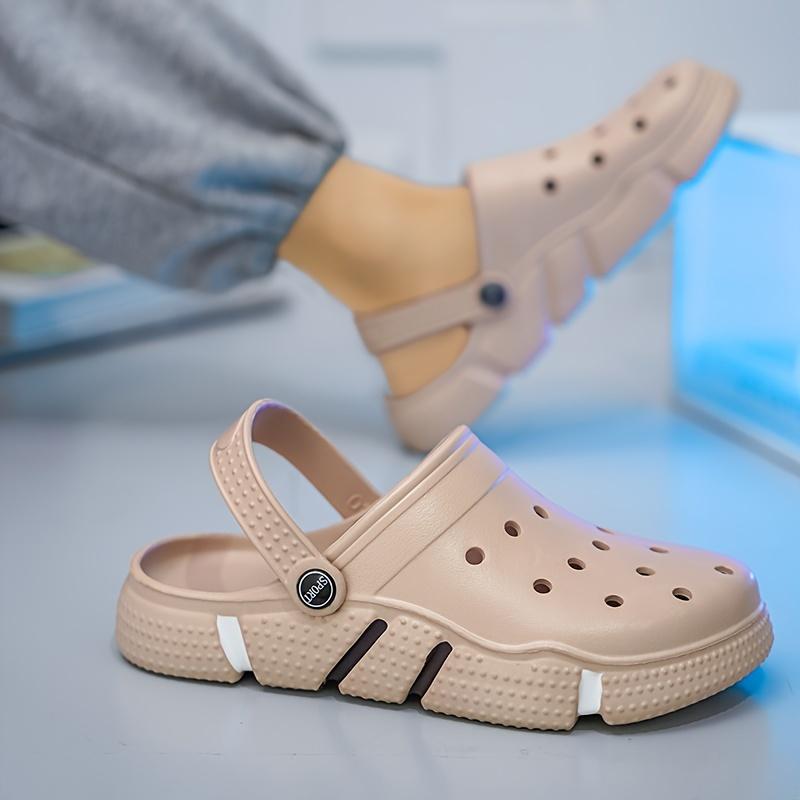 Zuecos Huecos de Color Sólido para Hombre de Talla Grande, Zapatillas EVA Cómodas Antideslizantes Duraderas de Suela Blanda para Actividades de Interior y Exterior para Hombre