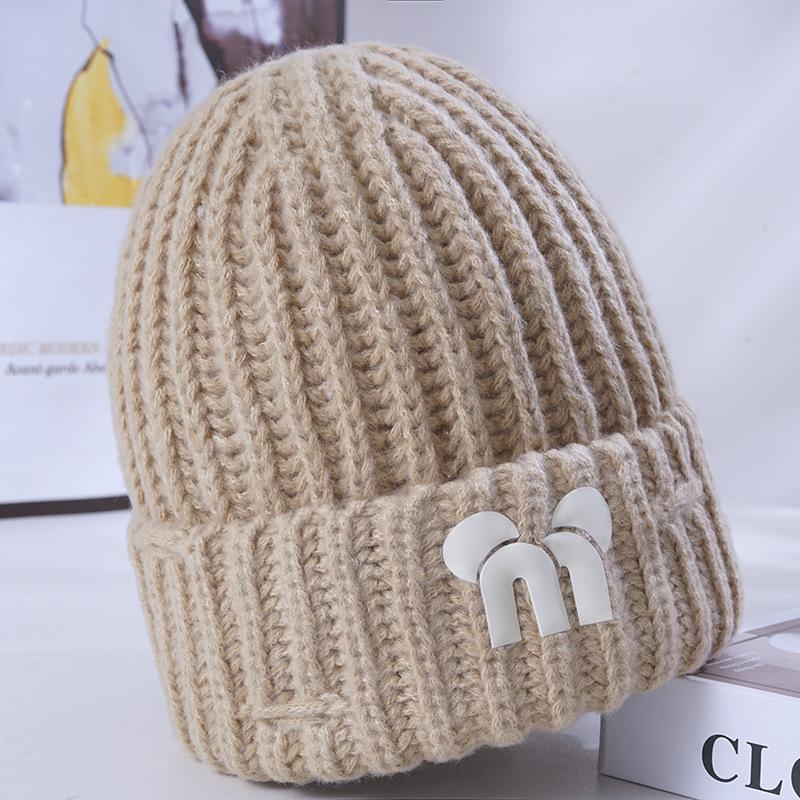 Women's Winter Warm Knitted Hat Korean Style Cute Big Head Windproof Ear Protection Wool Hat Versatile Pullover Hat