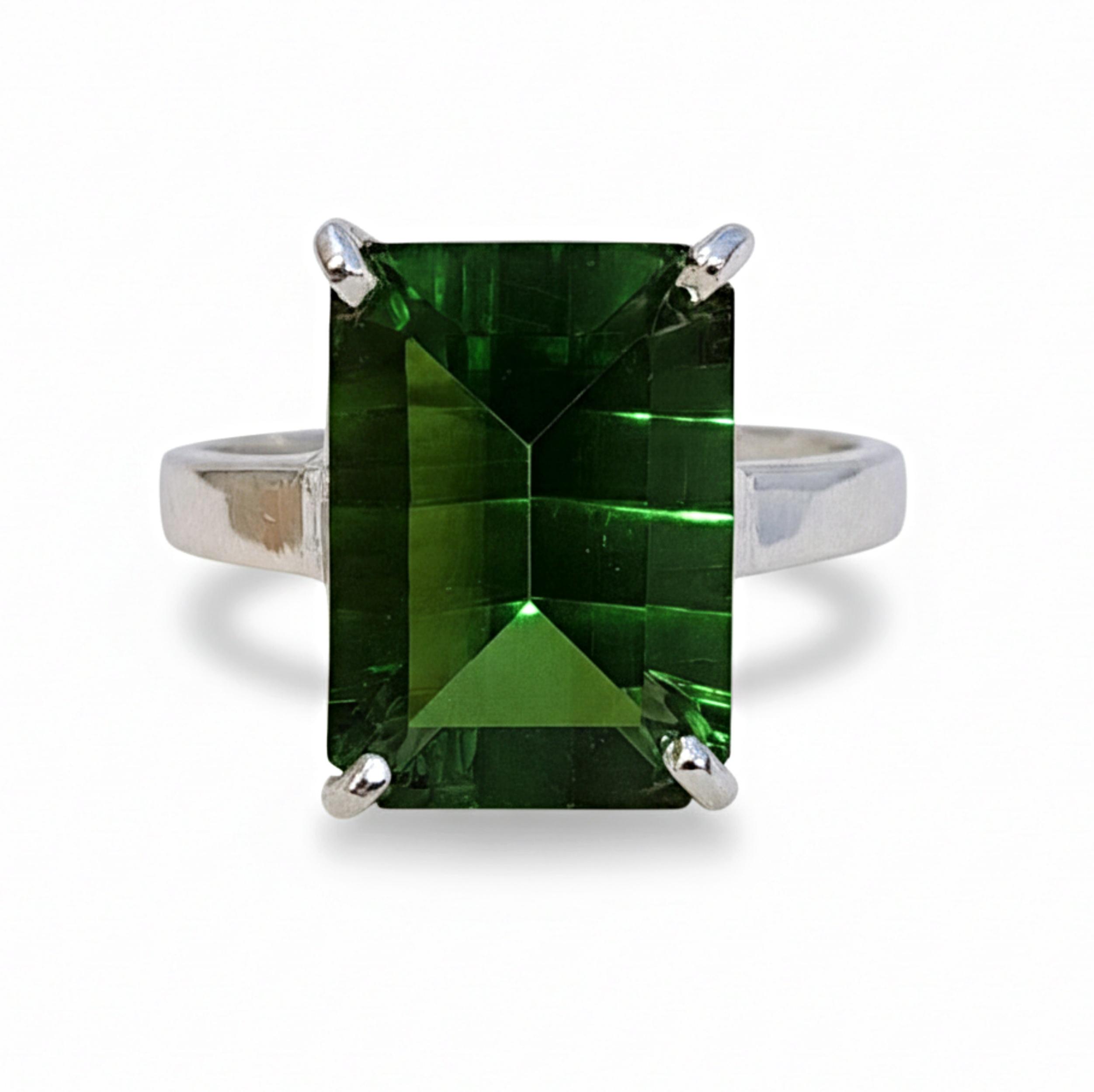 

Green Peridot Statement Ring, 925 Solid Sterling Silver, Rectangular Shape Gemstone Ring, Boho Ring for Women 12 серебряный