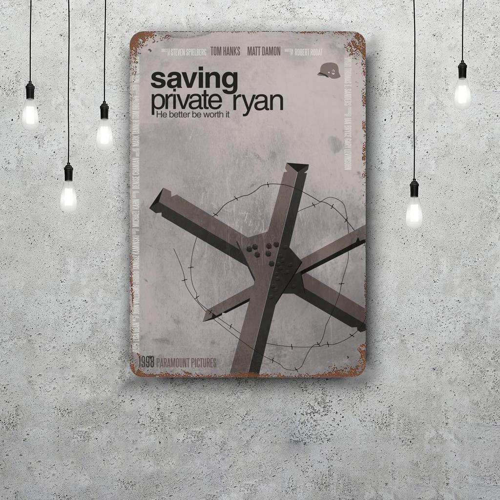 Saving Private Ryan Movie Decor Poster Vintage Tin Sign Metal Sign Decorative Plaque for Pub Bar Man Cave Club Wall Decoration