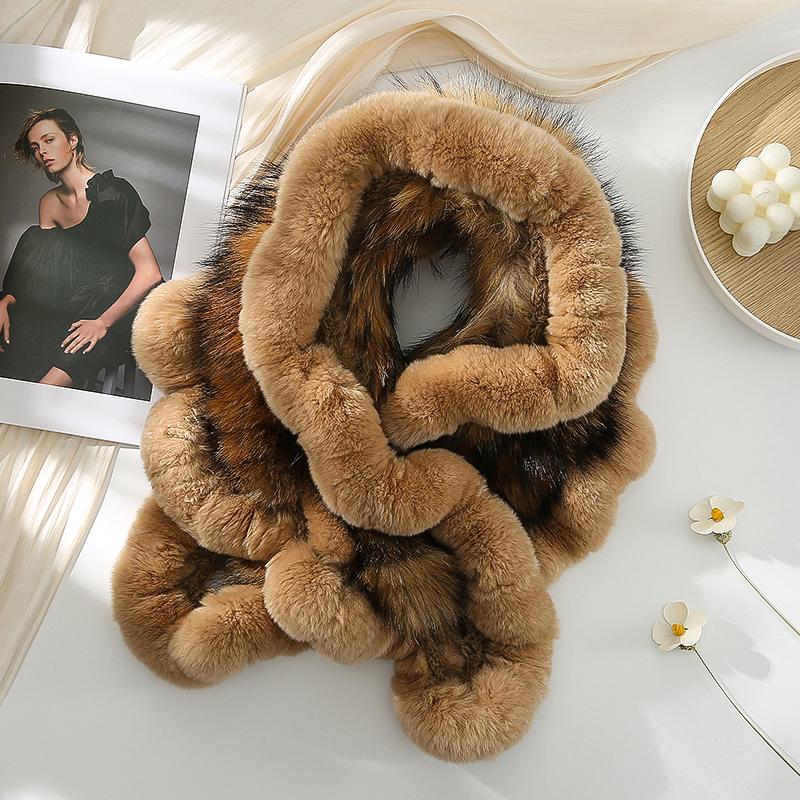 New Women Winter Real Rex Rabbit Fur Scarf Shawl Warm Soft Silver Fox Fur Scarves Female Fashion 100% Real Rex Rabbit Fur Poncho