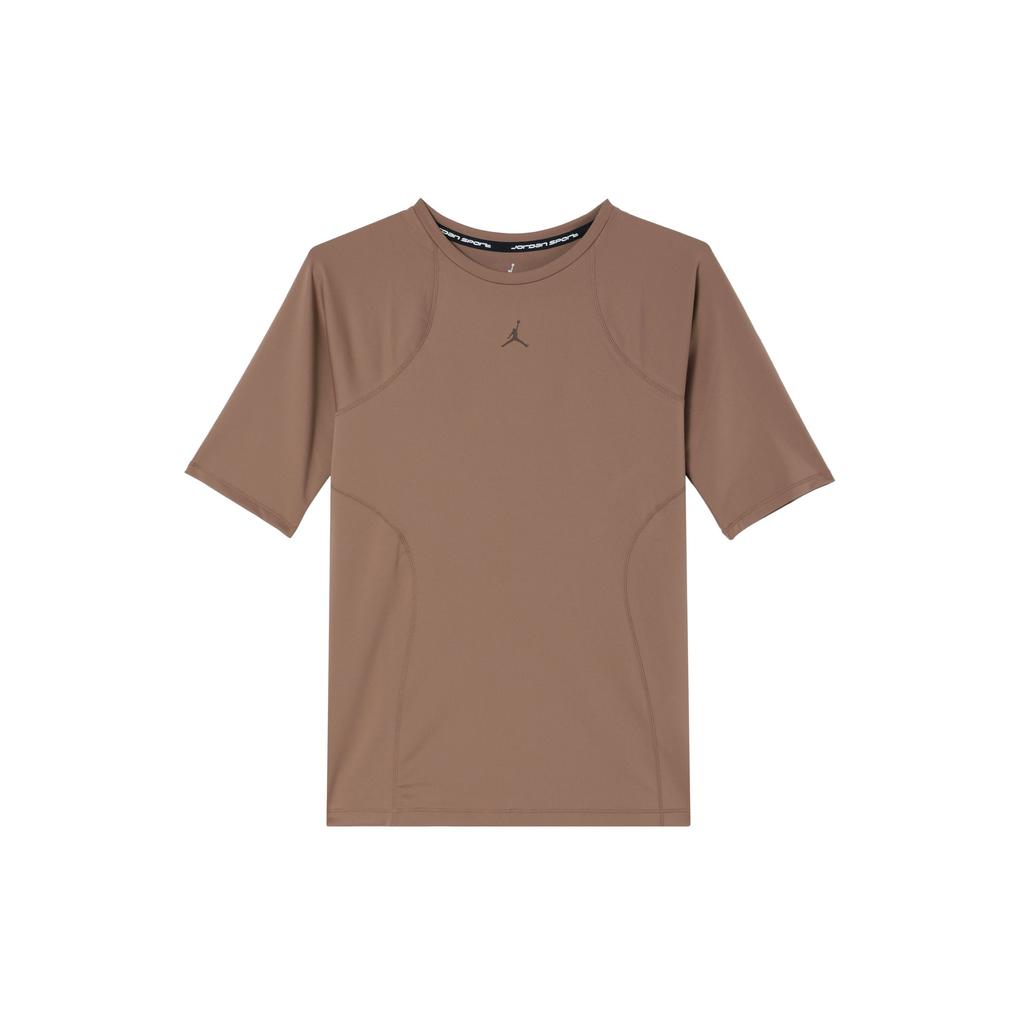 Jordan Sportowy T-shirt damski z krótkim rękawem Double Threat, szybkoschnący, slim fit, kolor starobrzązowy/niespodzianka-kakao FN5160-223