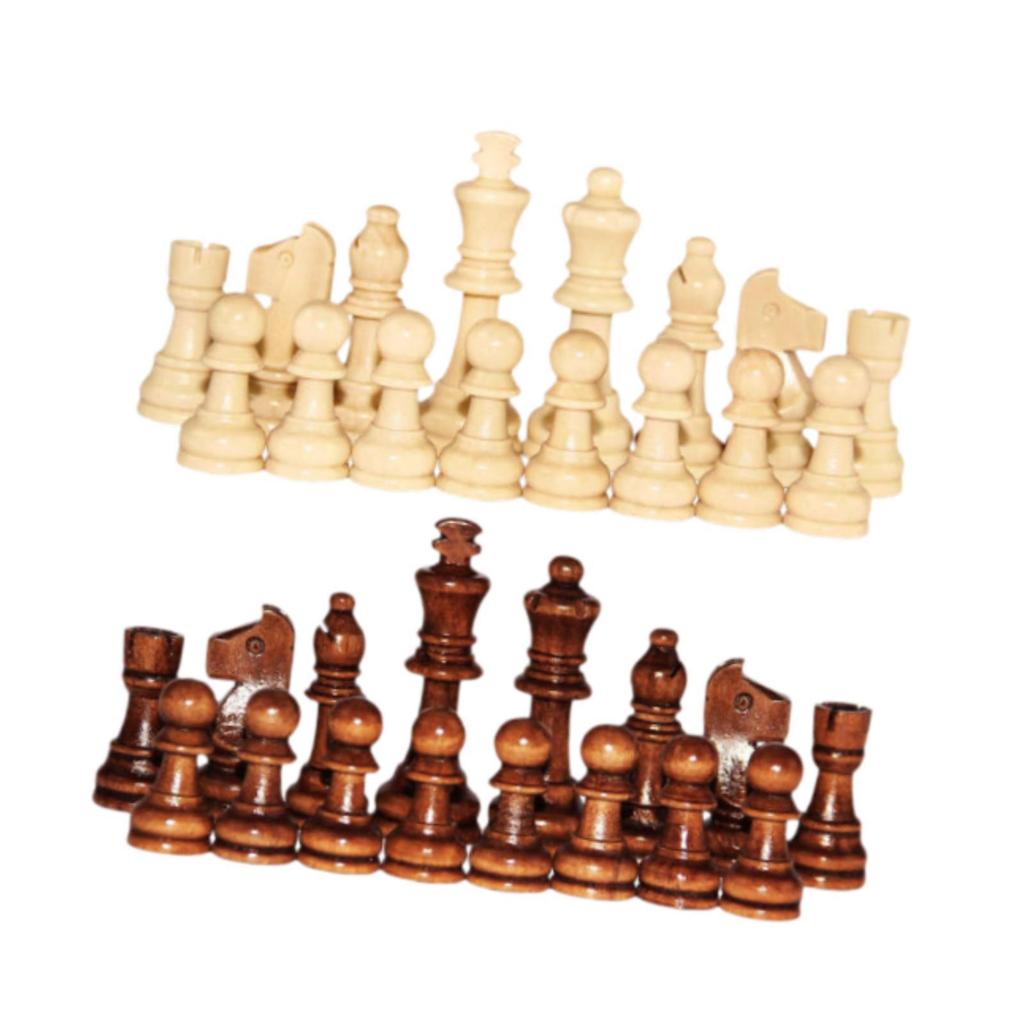 32 Stück Holzschachfiguren, 1-2 Spieler Turnier-Schachfiguren Holz