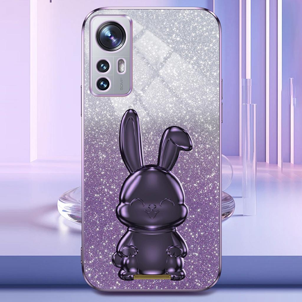 For Xiaomi 12 Lite 5G Anti-fall PC+TPU Lovely Rabbit Cell Phone Pull-out Kickstand Case