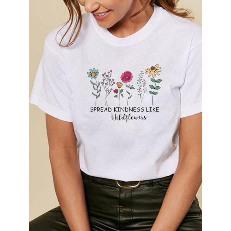 Sommer Rundhals Rose Liebe Festival Bedrucktes Top Modische Lässige Kurzarm Damen Reines Baumwoll T-Shirts