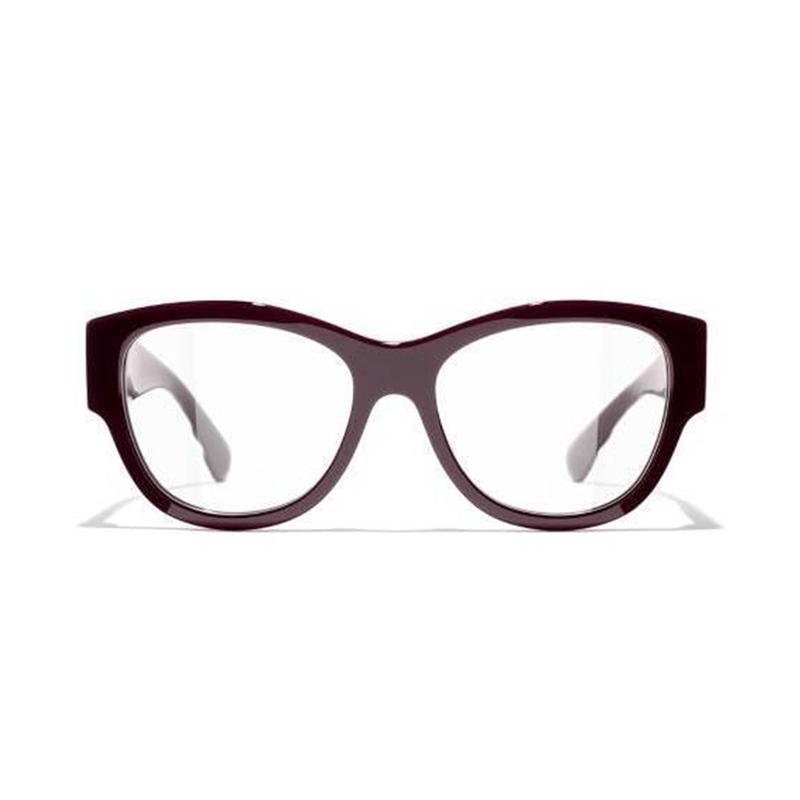 

CHANEL double C logo acetate frame irregular optical frame women s red червоний