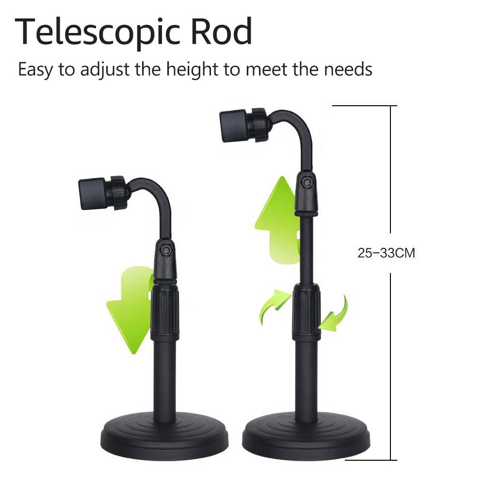 Desktop Cell Phone Stand Holder Clamp Tablet Stand Adjustable Height Portable Stable Round Base for Watching Online