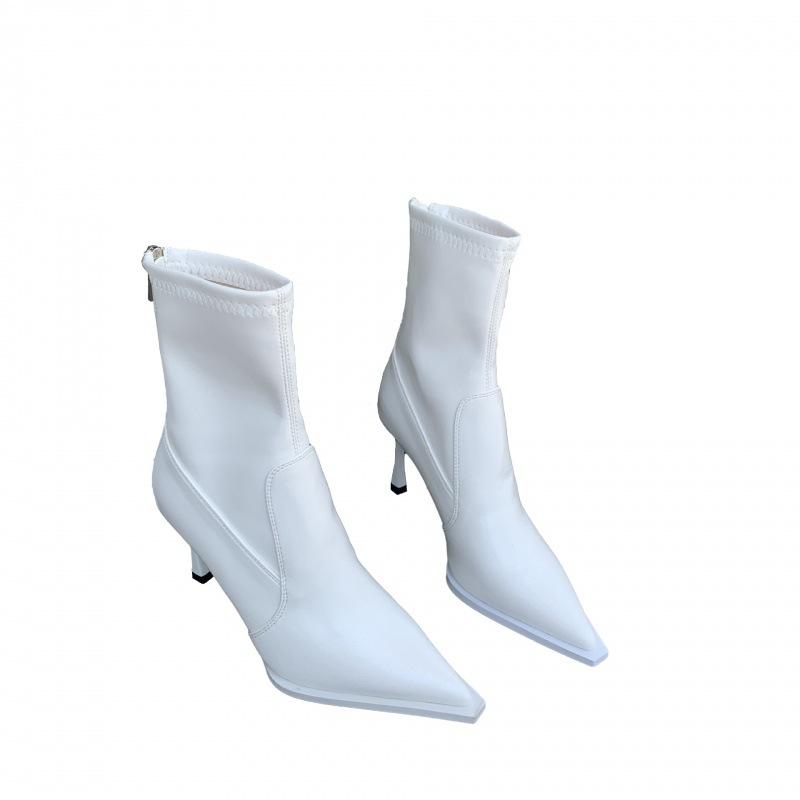 2025 Autumn and Winter New European and American Fashion Internet Celebrity Pointed Head Thin Heel Fashion Thin Temperament High Heel Short Boots