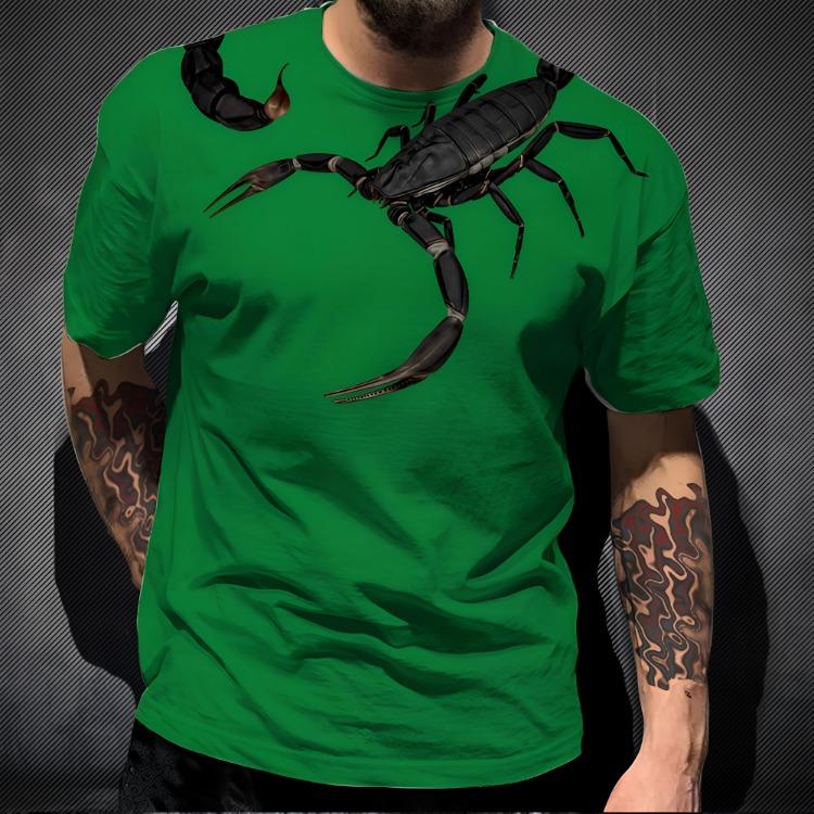 Trendy Hip-Hop Streetwear Cool 3D Print Scorpion Animal T Shirt Short-Sleeved Tee New Fashion Design