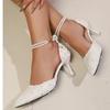 Fashion Elegant Ladies Pearls Ankle Strap Pumps Autumn 2025 Pointed Toe White Glitter High Heels Shoes Woman Plus Size 42 Bridal Shoes