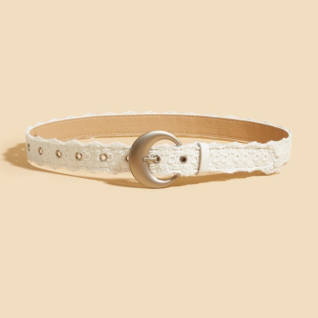 

Korean Style Lace Waist Belt For Dresses With Zinc Alloy Buckle For Women