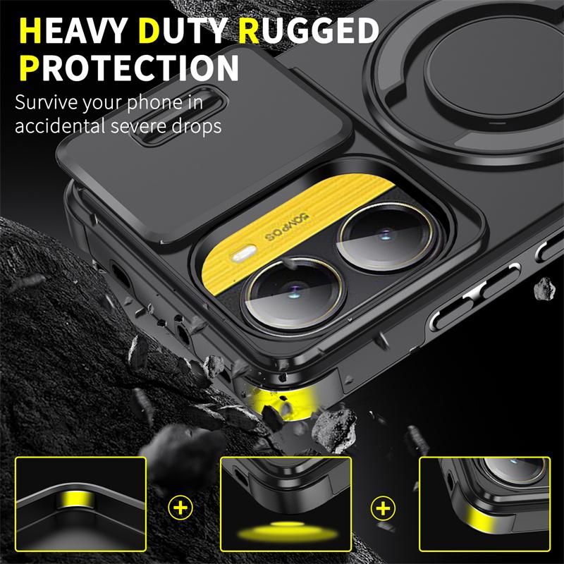 Armor Funda For Xiaomi Poco X7 Pro 5G Slide Lens Protector Phone Case For Pocox7pro Poko Little X 7 Pro x7pro Ring Holder Cover