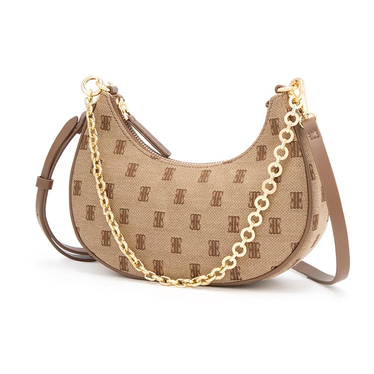 New ELLE Fabric Shoulder Bag Women's Black/Brown/Light Blue E22F1422462