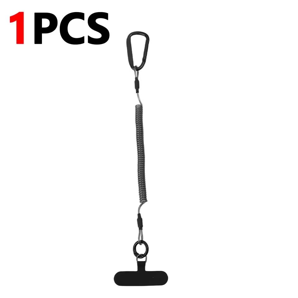 Anti-Lost Flexible Phone Ropes with Patch Spring Cord Safety Anti-Theft Retractable Line Wrist Band with Keychain Ring Carabiner