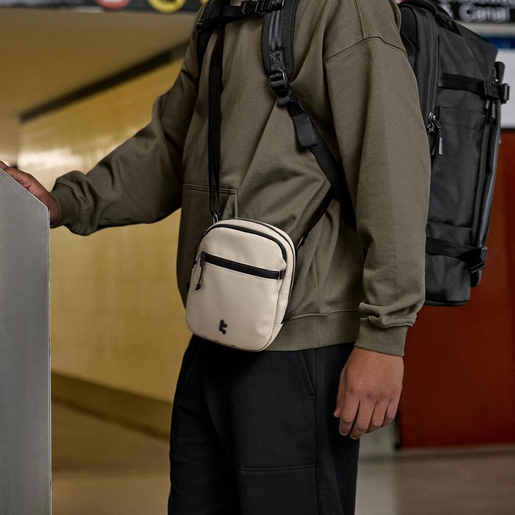 Tomtoc Lightweight Shoulder Bag with Smartphone Sling Mini Shoulder Belt Wallet Shoulder Beige Pouch, Bag, Bag, Anti-Skimming, Water-Repellent, Pouch,