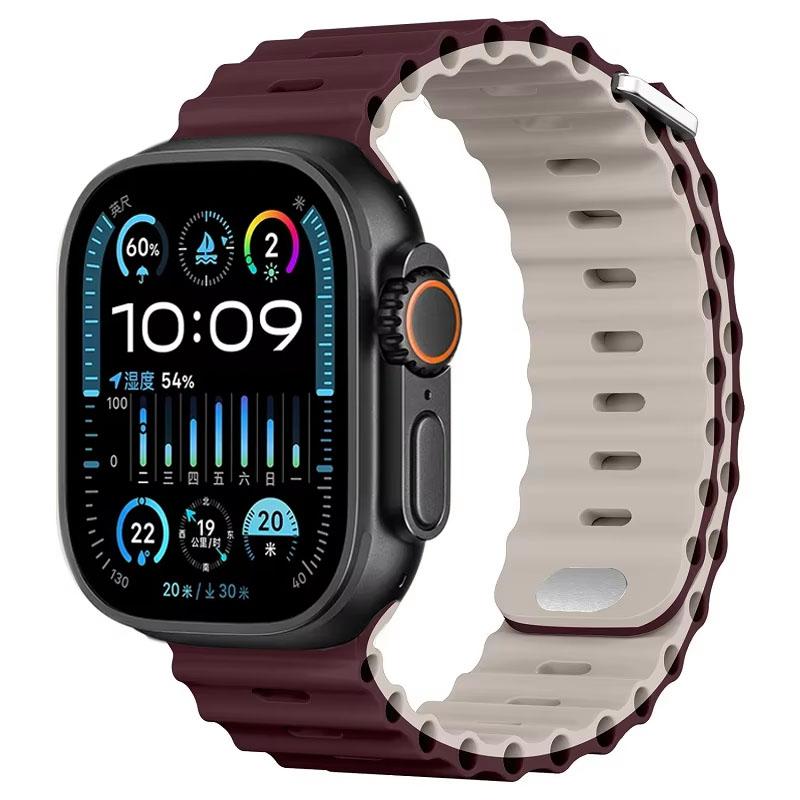 Silicone Ocean Strap For Apple Watch Band Ultra 3/2 49mm 46mm 45mm 42mm 44mm 41mm Sports Bracelet iWatch 11 10 9 8 7 6 5 SE band