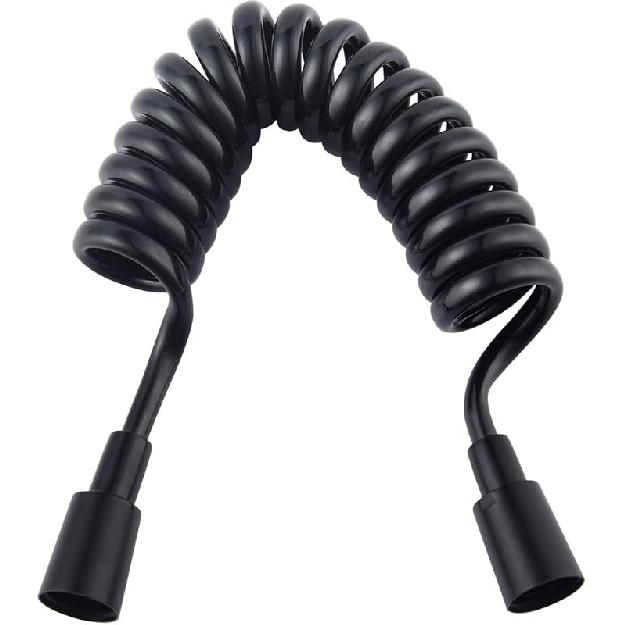 Black Shower Head Hose Extra Long 5m ABS Plastic Retractable Bidet Coiled Hose for Toilet, FHA017J