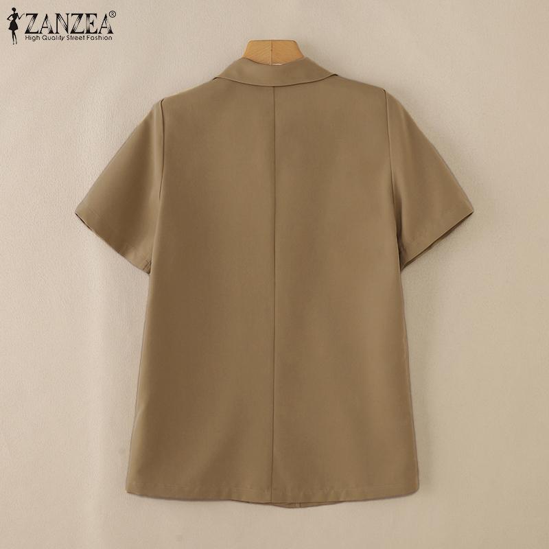 ZANZEA Women Turn Down Collar Short Sleeve Loose Thin Cardigans