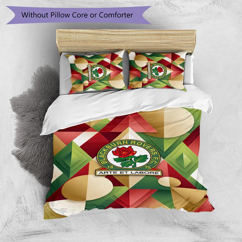 Blackburn Rovers Football Printed 3 Pieces Bedding Set, Comfortable Skin Friendly Bedroom Duvet Cover Set