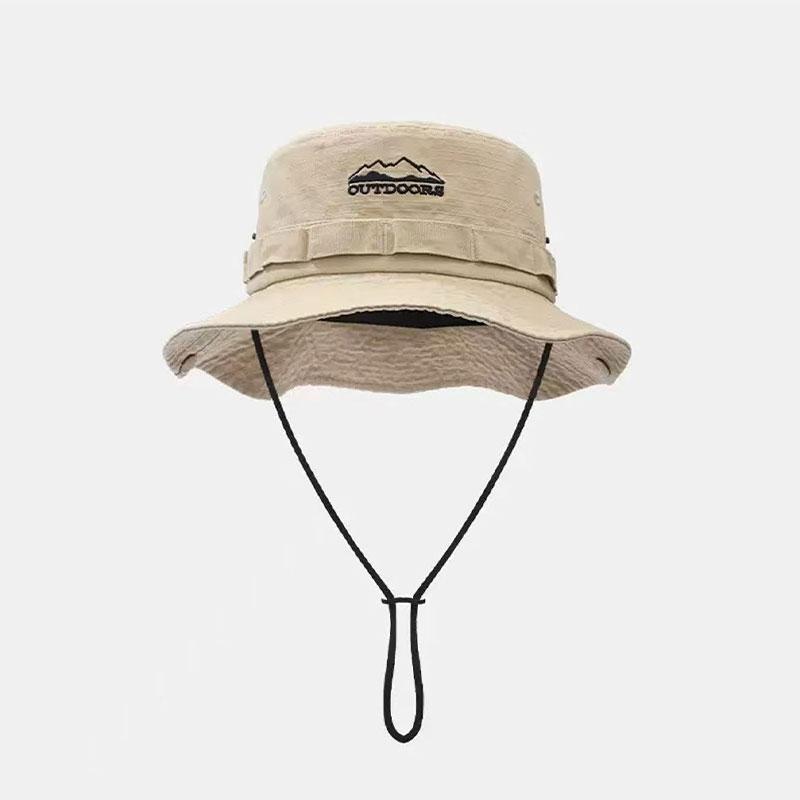 Letter Drawstring Bucket Hat Hiking Sun Protection Hat