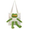 Quikaboo Tote Bag for Women, Canvas, Frog Plush Toy, Funny Shoulder Bag, Cute, Large Capacity, A4 Size Compatible, Suitable for Kids