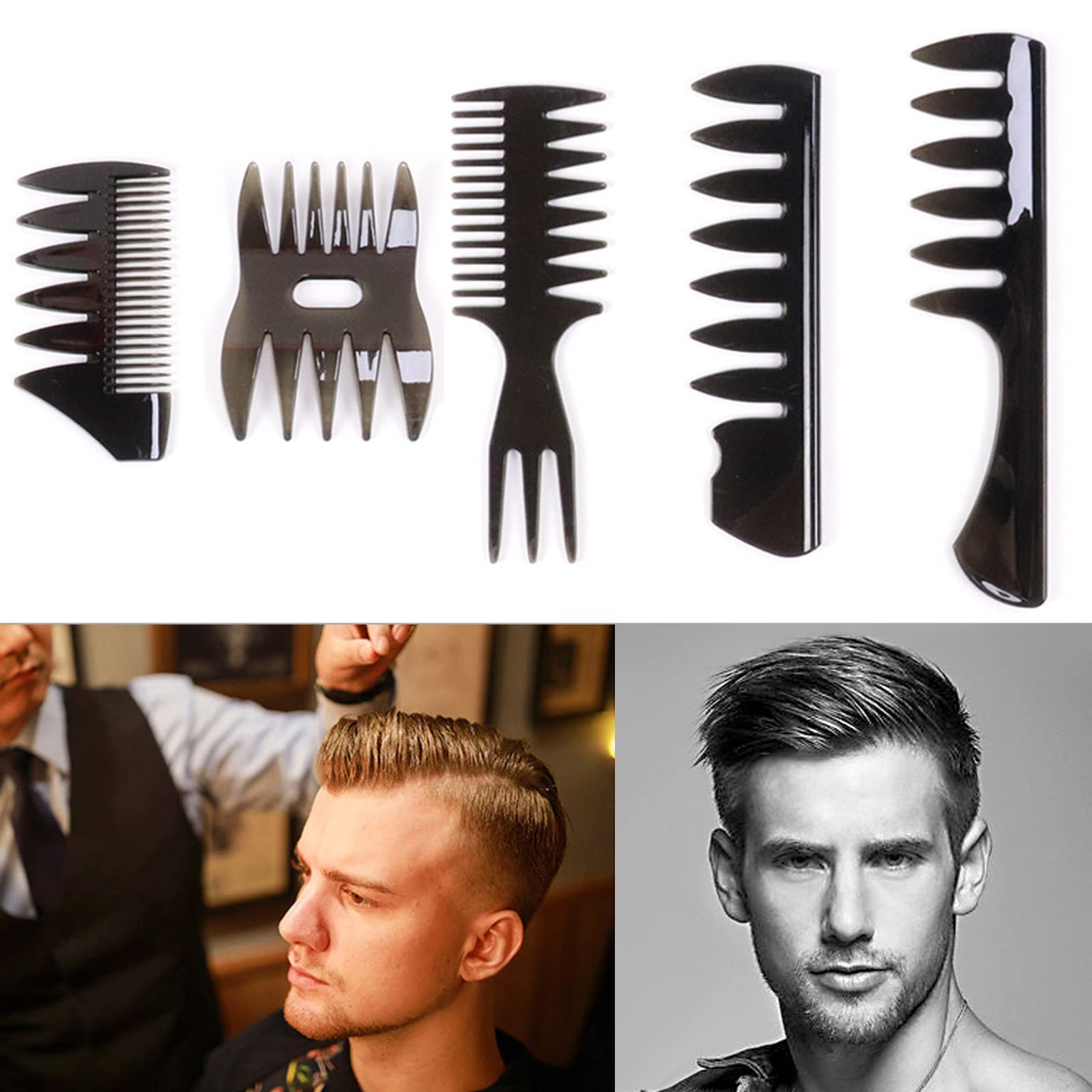 

Парикмахерская расческа Samcos Включает грубую, мелкую, широкую для и парикмахеров Мужской набор из 5 предметов, Расческа, Расческа, Расческа, Антистатическая, Мужские салоны, Парикмахеры,