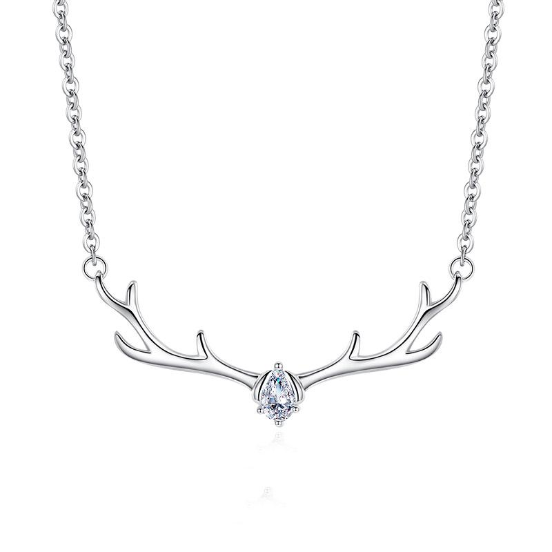 Yilu You Halskette Damen Trendy Schlüsselbein Kette Geweih Anhänger Weihnachtsgeschenk