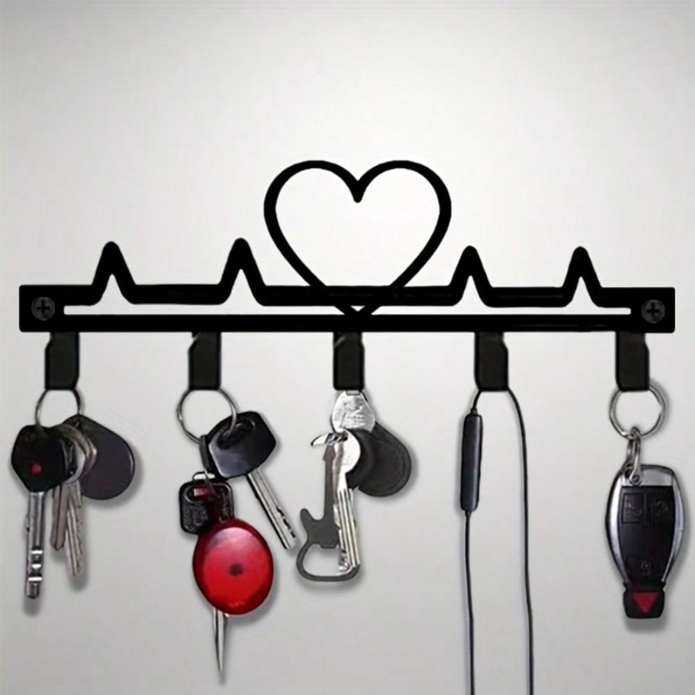 Metal Abstract Heart Key Hook Wall Decor Garage Kitchen Storage Art