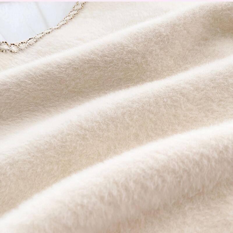 Women's Imitation Mink Vest Spring Autumn Plush Knitted Cardigan Vest Knitted Sleeveless Waistcoats