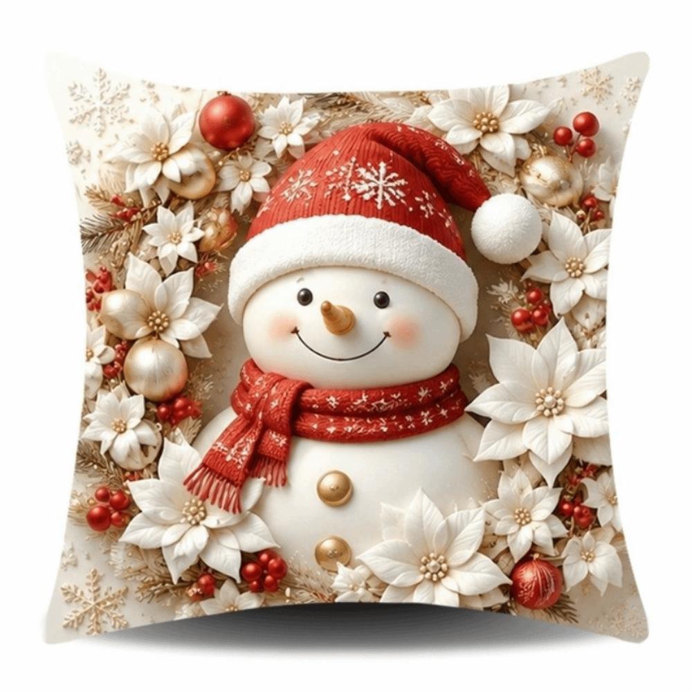 Elk Deer Christmas Pillow Cover Soft Xmas Tree Pillowslip Snowman Pillow Cover Farmhouse Couch