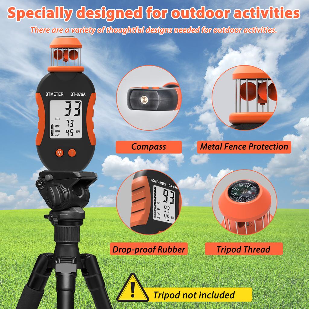 Latest Styles Portable Handhold Cup Anemometer, Wind Speed Meter Measurement Range 0.5-50m/s, With Data Hold, For Mountaineering