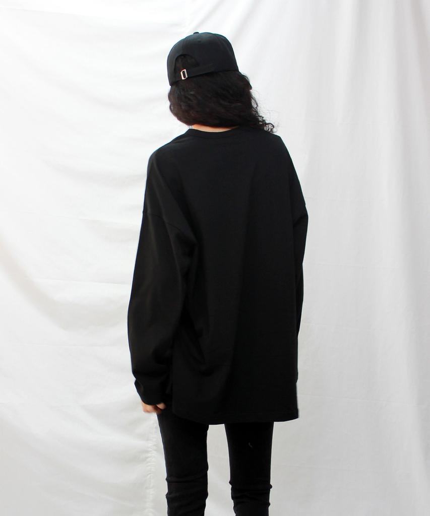 Deumakeu Men'S & Women'S Oversized Layered Plain T-Shirt Black