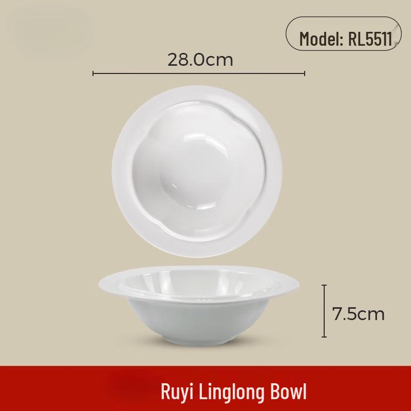 Wuhe White A5 Melamine Serving Bowl 11-inch