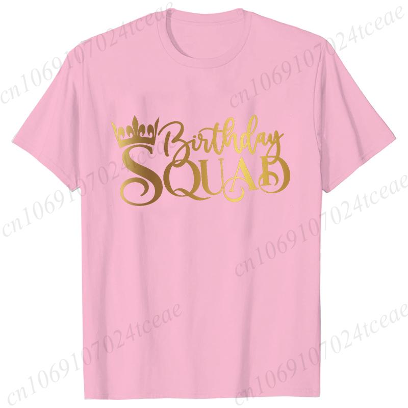Birthday Squad Queen Tshirt for Women Besties Birthday Party Crew Graphic Yk Tops Short Sleeve Tees FeUnisex Aesthetic Clothing