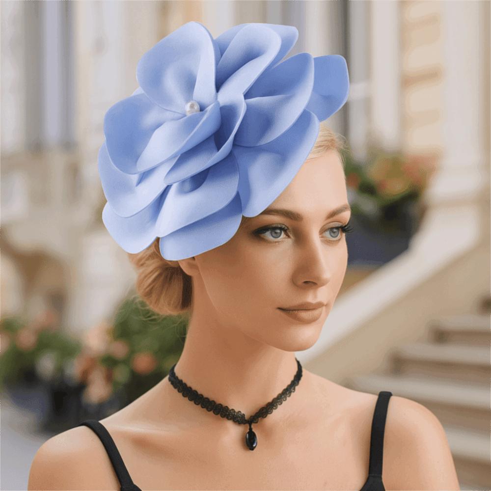 Fashion Headpiece 3D Flower Fascinators Hat Large Flower Formal Tea Party Hats Rose Fascinators Tea Parties