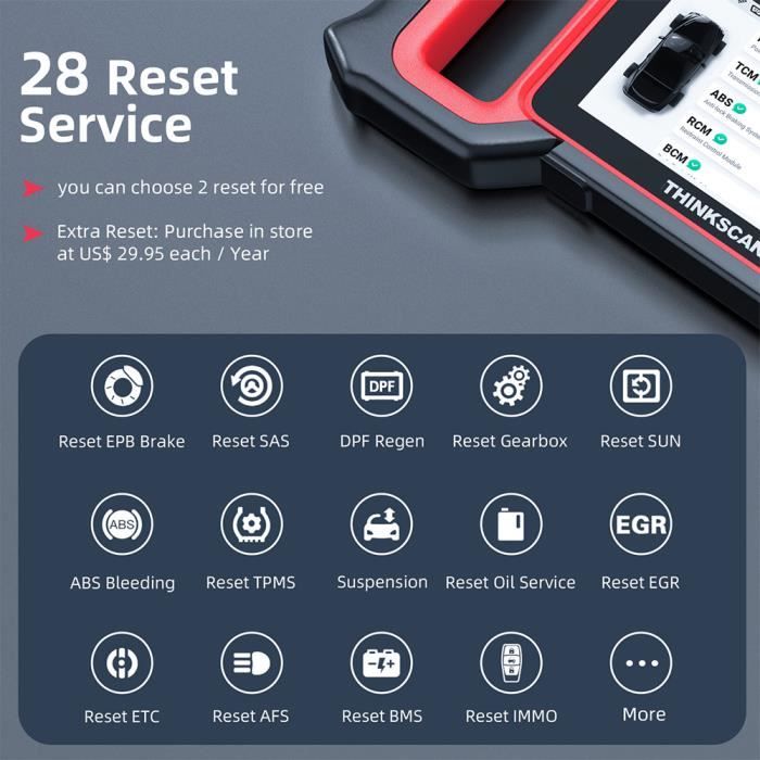 Diagnostic Tool - Thinkcar - Thinkscan Plus S4 - OBD2 - 28 Functions Reset - Full Diagnostic