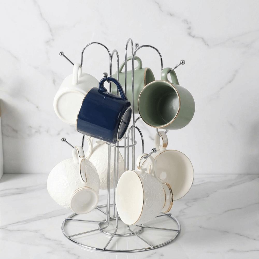 Fine Workmanship Tea Cup Storage Rack Silver Coffee Mugs Storage Rack Cup Drying Rack Desktop