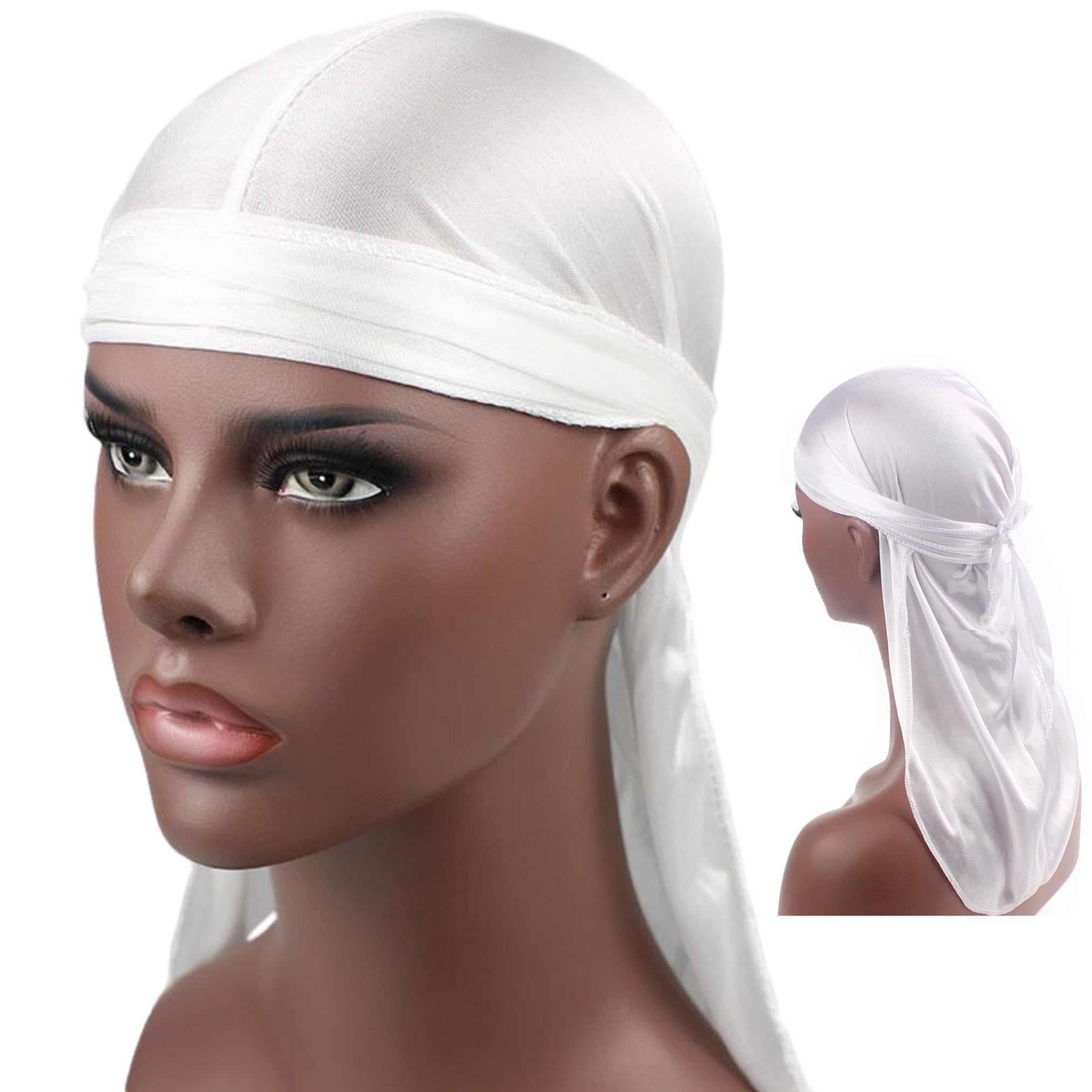 

LEONIA Durag Hip Hop Hat Spandex Dancer Dance plain white білий