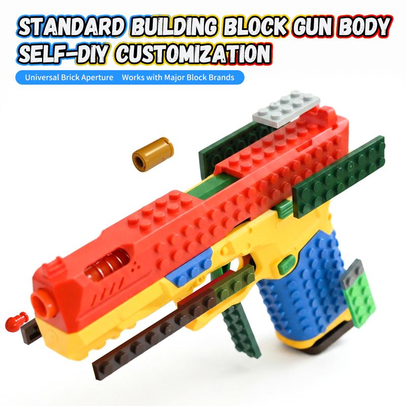 Diy Buildable Building Blocks Toy Gun Mechanical Shell Ejection Continuous Firing Soft Bullet Pistol For Outdoor Cs Game Gift