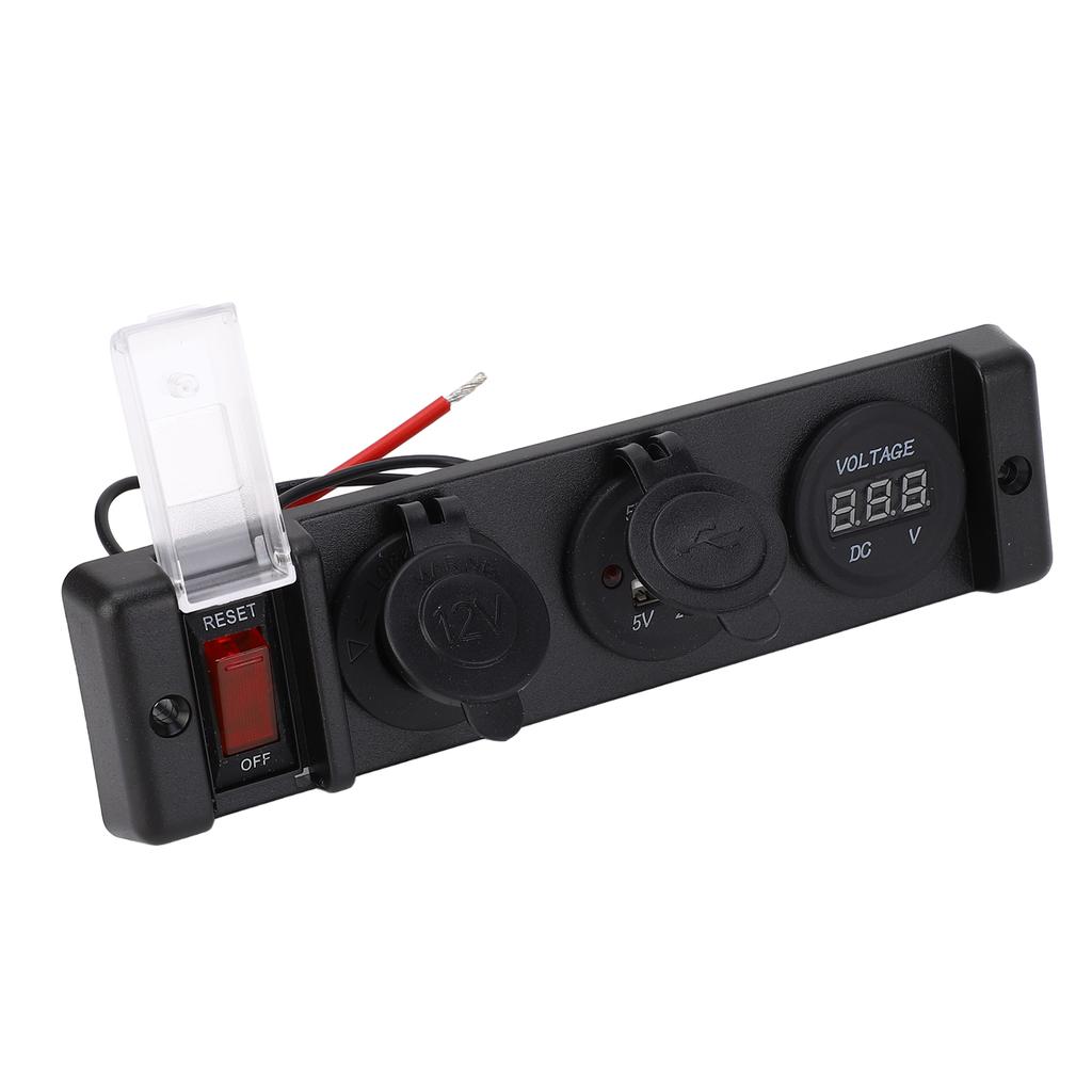4 In 1 USB Cigarette Lighter Socket Panel LED Indication IP66 Waterproof Dual USB Socket Panel for