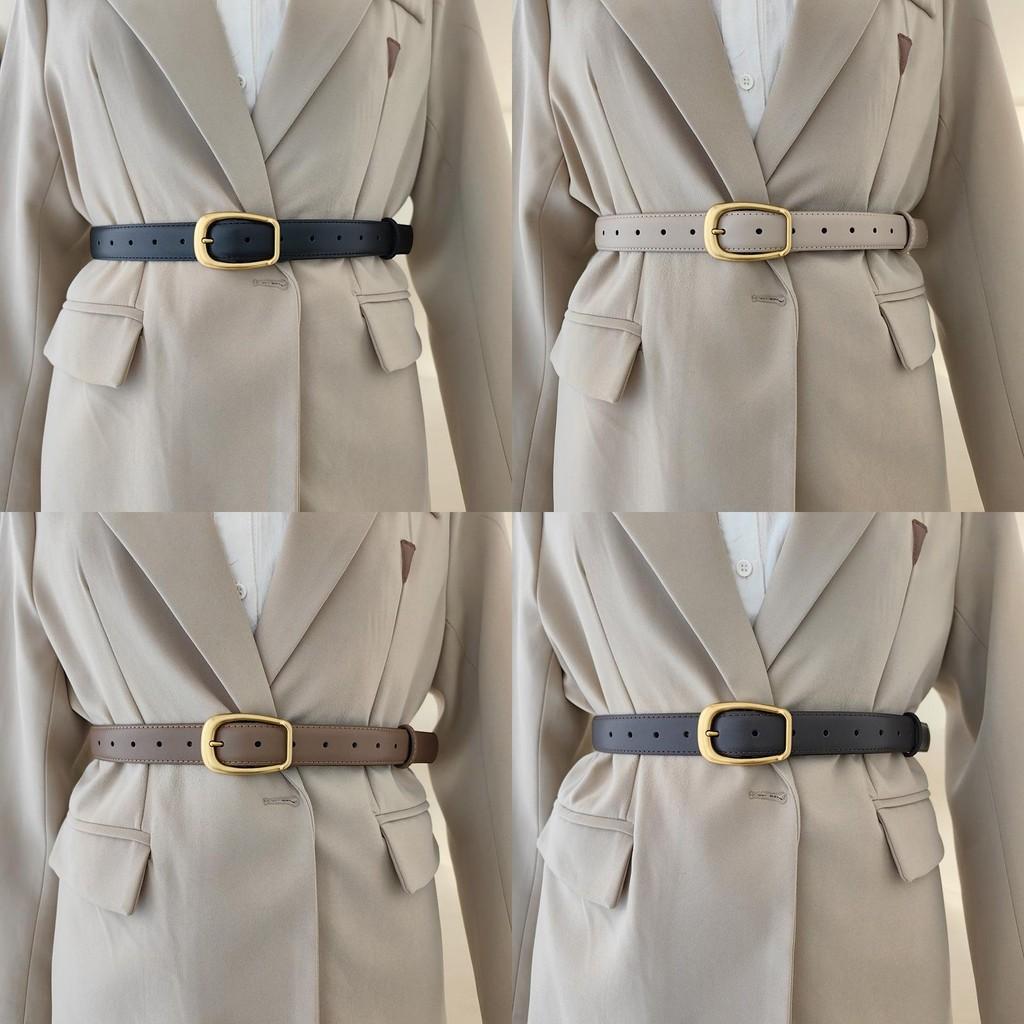 Simple Twoply Leather Belt With Alloy Fastener For Casual Office Wear