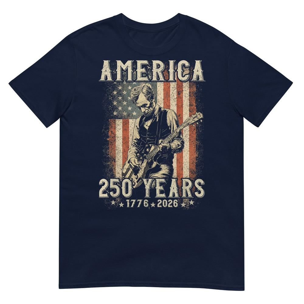 Abraham Lincoln Playing Guitar 4th July 250th Anniversary TShirt S