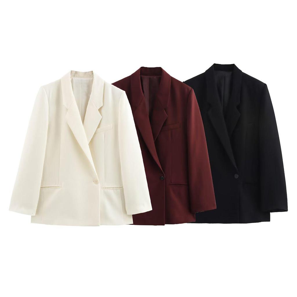 Spring 2025 Women's European & American Style Double-Breasted Loose Blazer Jacket