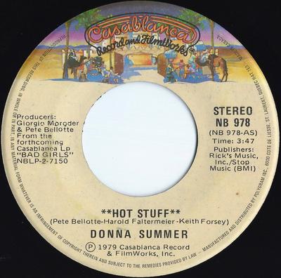 7inch Record DONNA SUMMER - Hot Stuff NB978 Casablanca 1979 Canada Dance & Electronica Used