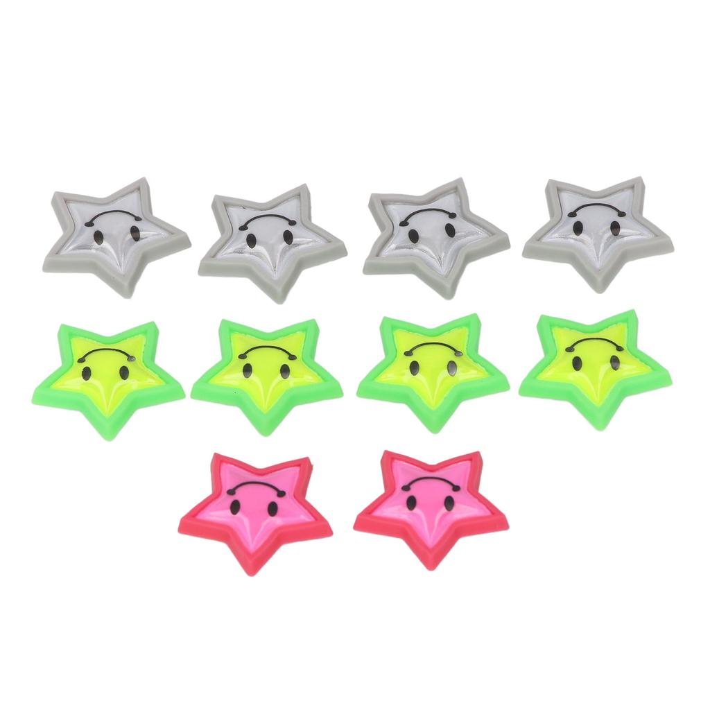 10PCS Bike Wheel Spoke Clips PVC Reflective Colorful Cute Star Bike Spoke Decorations Attachment