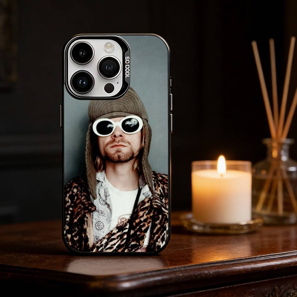 K-Kurt Singer C-Cobain Phone Case For iPhone 17 16 15 14 13 12 11 Pro Max Plus Silver Matte Black Cover