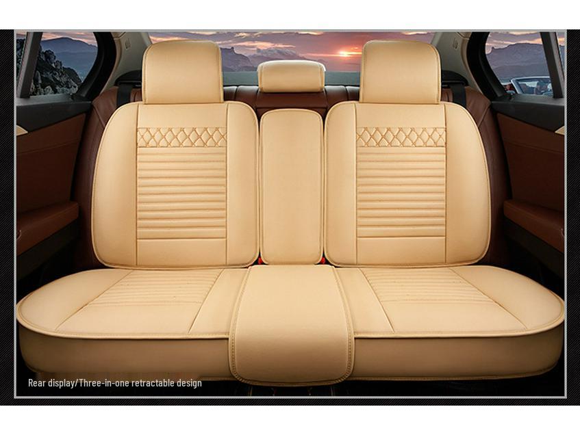 Universal Breathable Leather Car Seat Cover with Lumbar Support - Multi-Color Summer Cushion