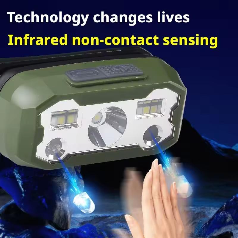 Dual-Source Induction Headlamp Super Bright Night Fishing Light Specialized Head-Worn Outdoor Mountain Climbing Mini Flashlight