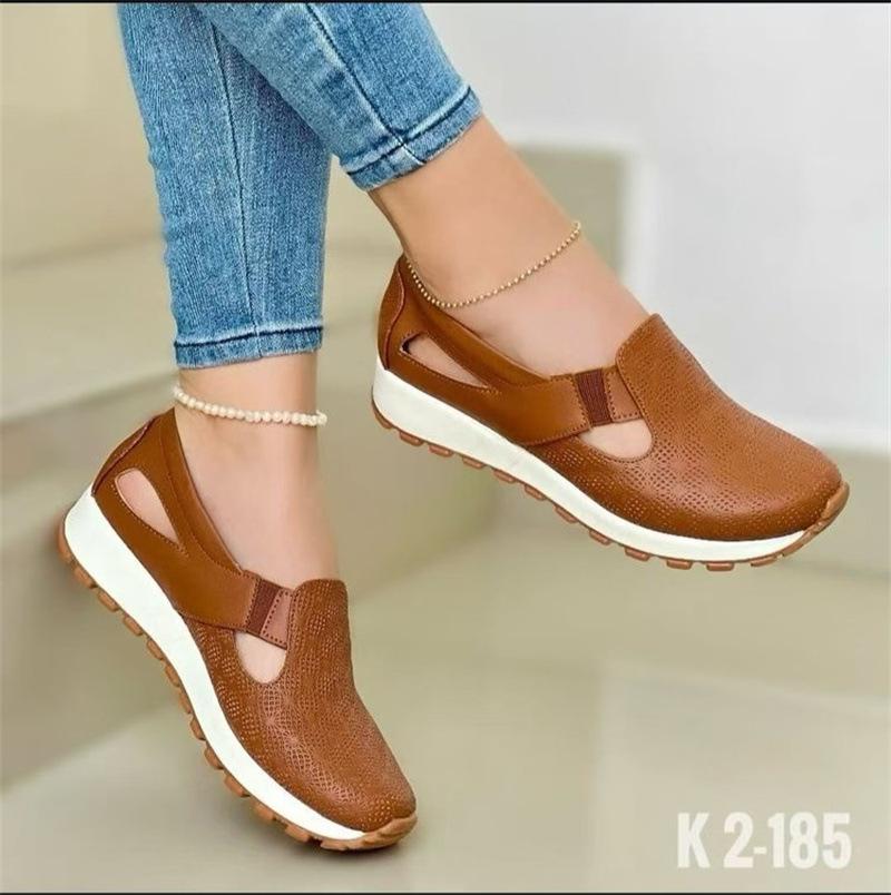 

New large-size shoes, European and American platform casual and comfortable flat-bottomed round-head single shoes 43 світло-коричневого кольору