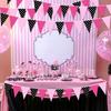 Faccito 60 Pcs Mouse Color Banner Decorations 49 ft Rose Hot Pink and Black Pennant Flag Banner Mouse Theme Paper Triangle Bunting Decor for Outdoor